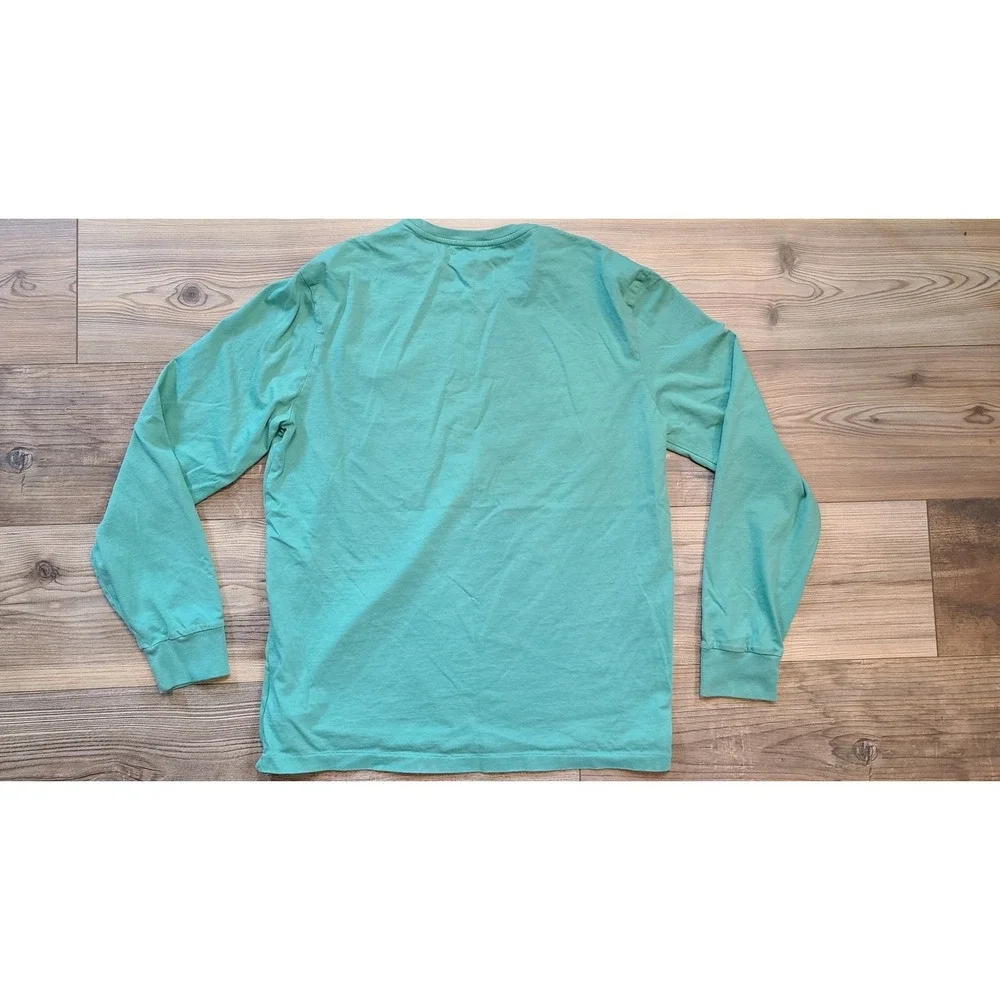 Polo‎ Ralph Lauren Long Sleeve Shirt Mens M Cotton Green Embroidered Logo FLAW